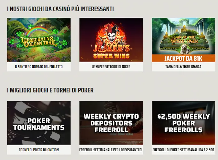 Ignition Casino Italia games